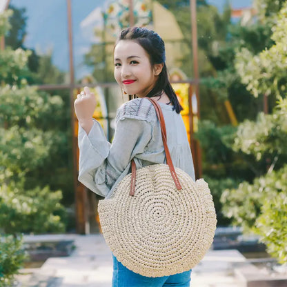 Boho Crossbody Bags, Round Shoulder Purse, Faux Leather Strap. In 7 Colors, Designs, and Sizes