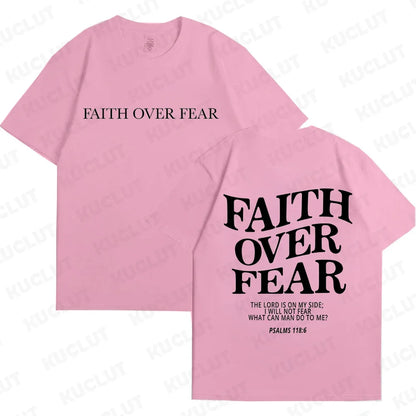 Sizes to 3XL Wide Variety of Colors "Faith Over Fear" T-shirts Christian Clothes Sportswear Bible verse