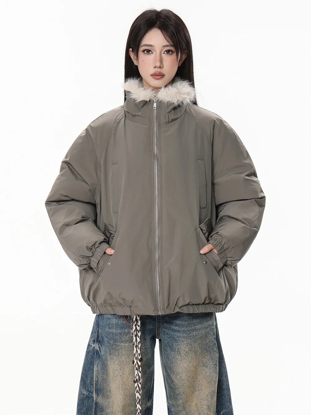 Lightweight Down Puffer Jacket with Pockets and  Luxury Padding for Warmth. Also comes in Black