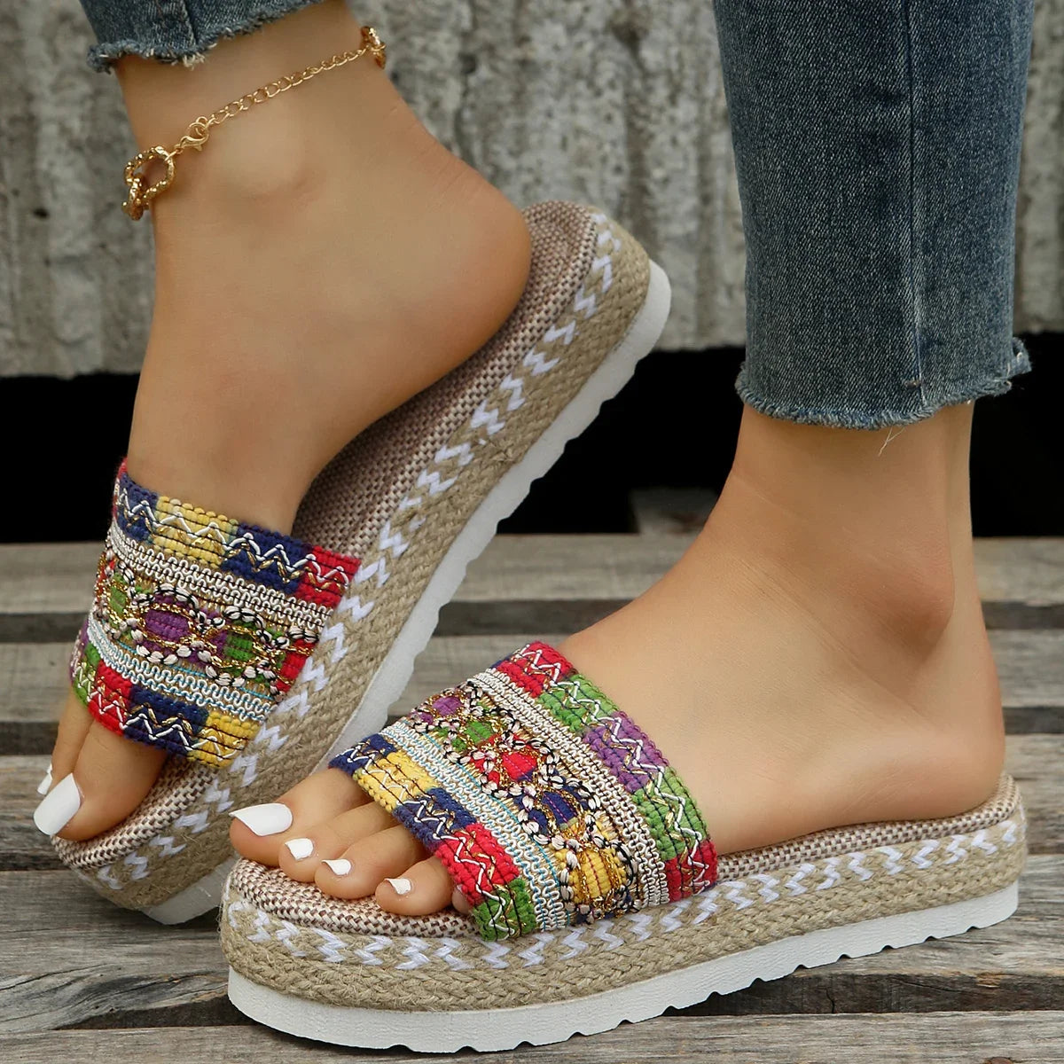Woven Platform Casual Sandals Bohemian Handmade Espadrilles