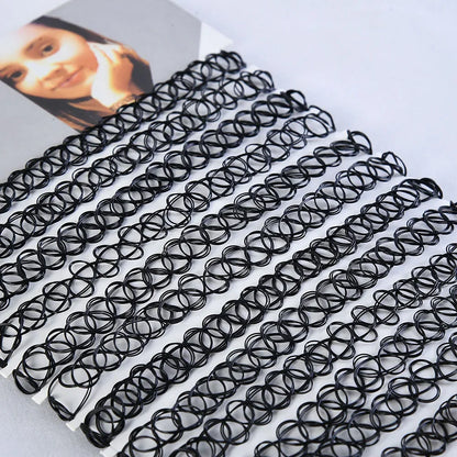 12Pc Vintage Neck Tattoo Choker Light, Thin Elastic Punk Tattoo Choker Stretch
