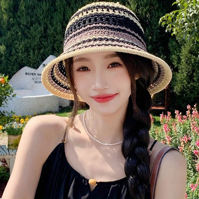 Bohemian Hand-Woven Macrame Beach Bucket Hat. Comes in 5 Colors