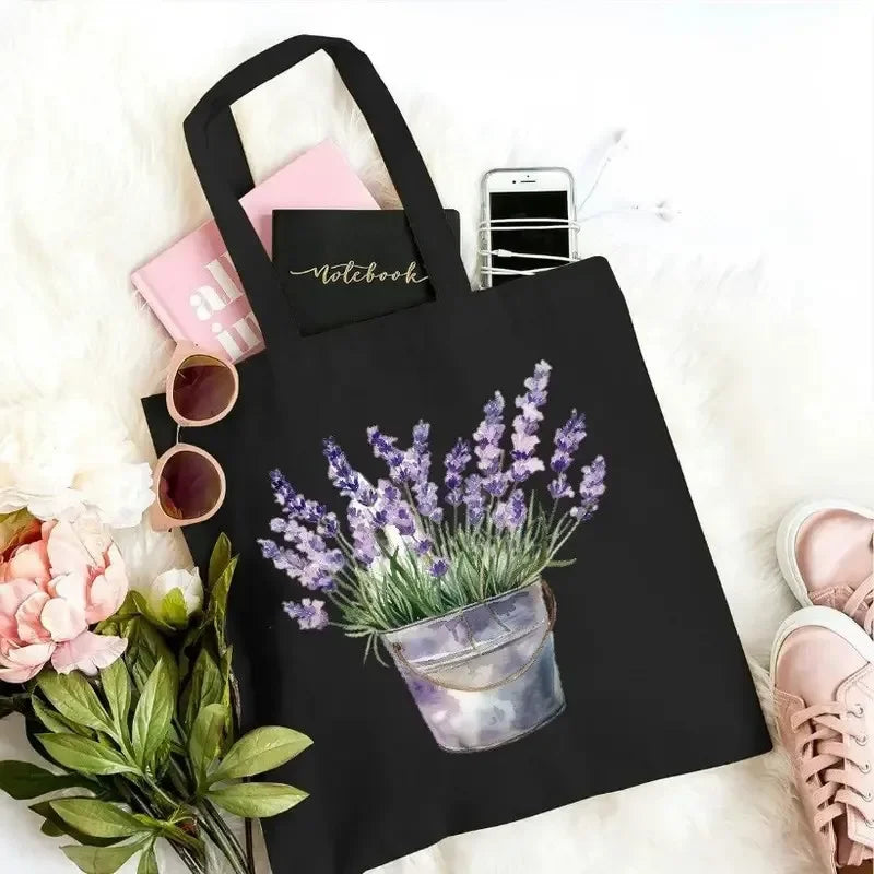 Gift Bag, Wildflowers Canvas Shoulder Bag, Handbag, Shopping Bag, Gift Bag