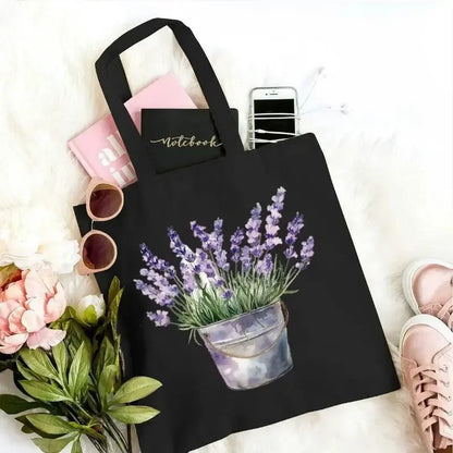 Gift Bag, Wildflowers Canvas Shoulder Bag, Handbag, Shopping Bag, Gift Bag