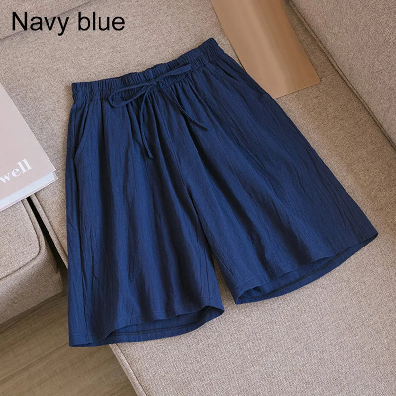 Sizes to 3XL Casual Linen Shorts High Waisted with elastic waistband and pockets Variety of colors
