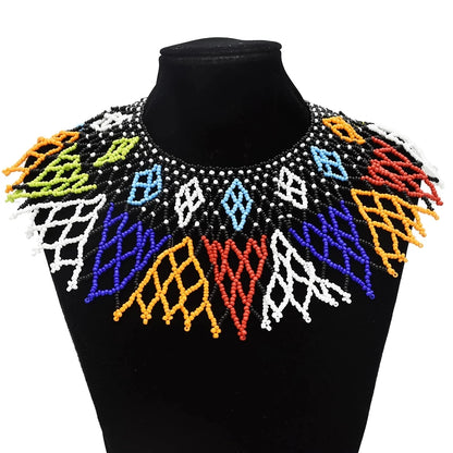 Multicolor South African Tribal Bib Collar Overlay