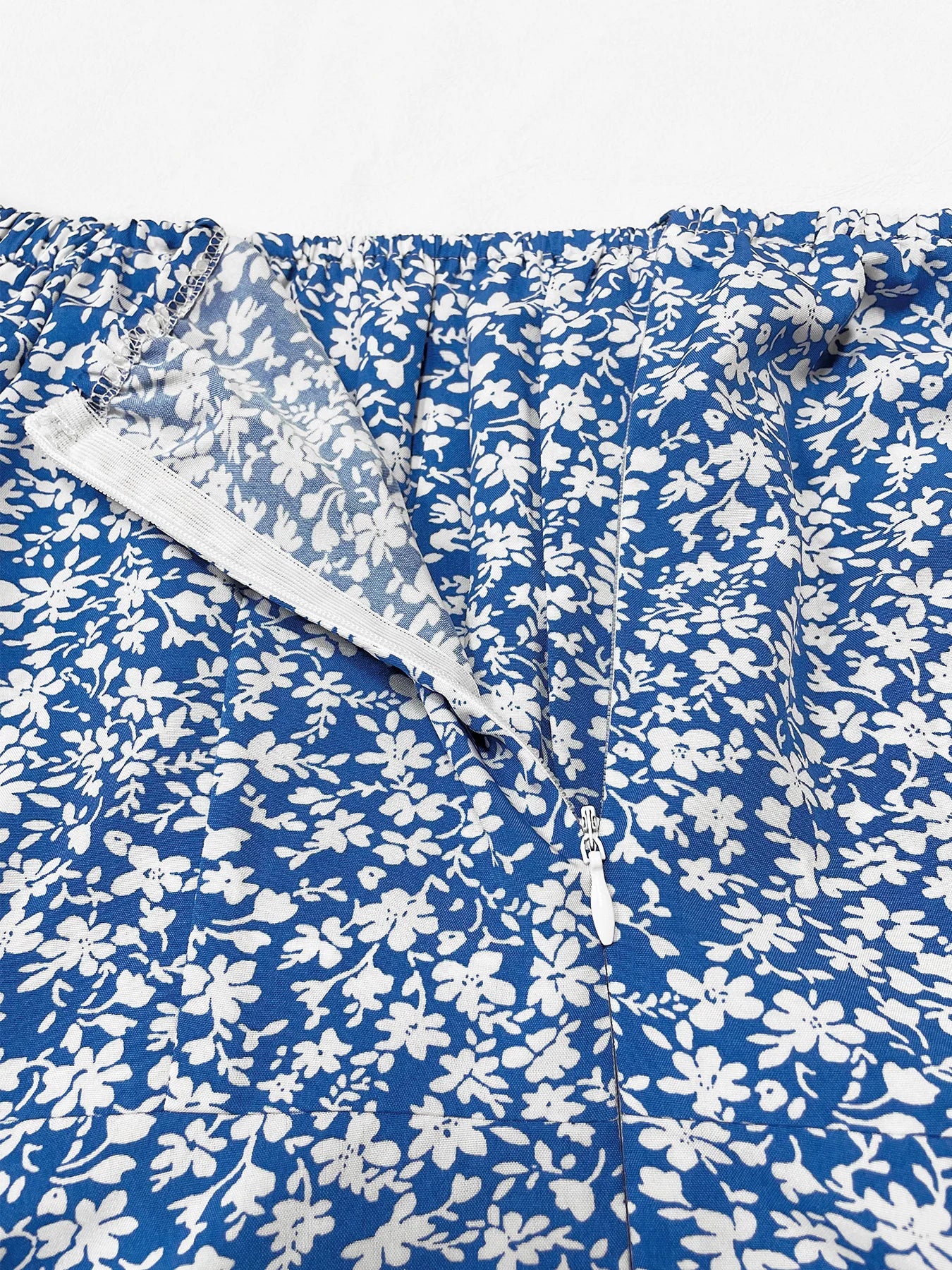 6 Boho Floral Prints, Ruched Split Thigh, Slight Puff Sleeves, Square Neck Dress