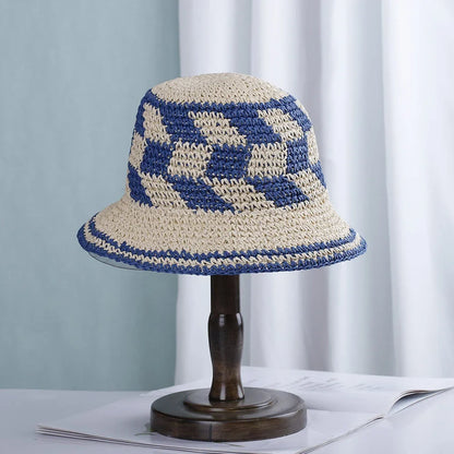 Bright Colored Floweed Crocheted Fisherman Hat