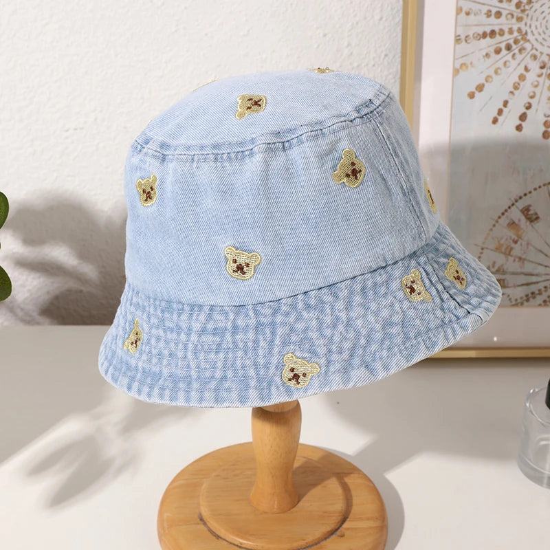 Retro embroidered cute fisherman's hat
