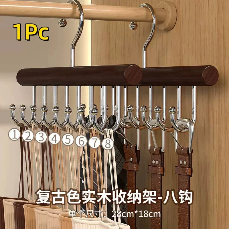 Wooden Sling Hanger Organizer with Multiple Hooks for Organization and Space Saving