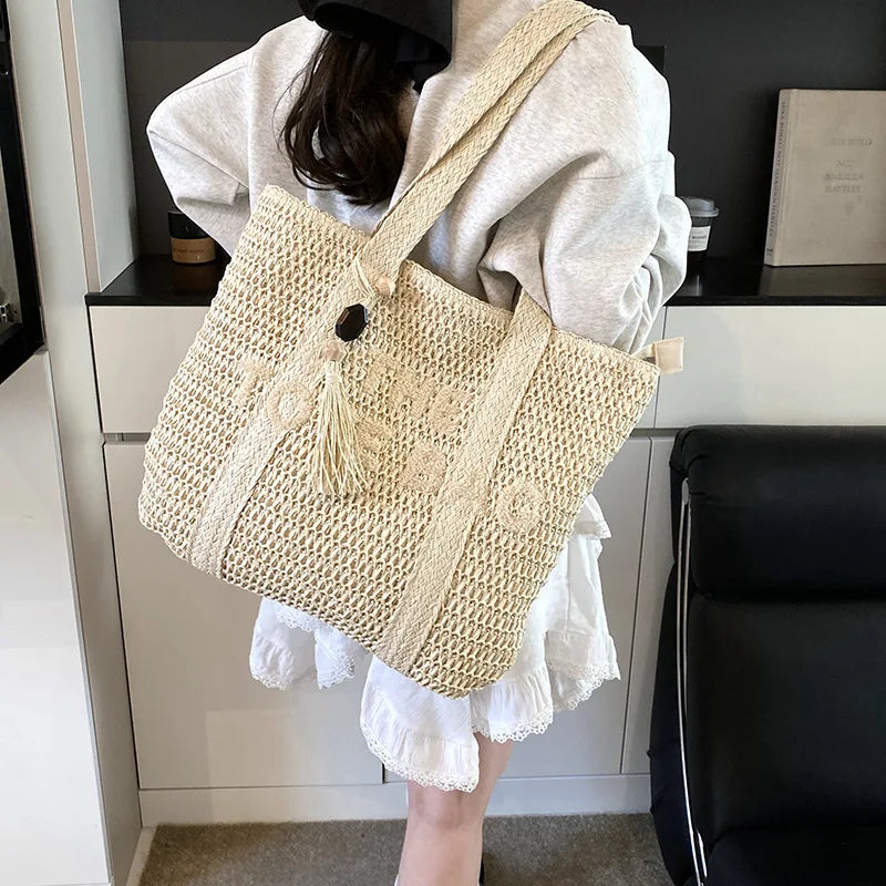 French Style Large Capacity Woven Straw Bag