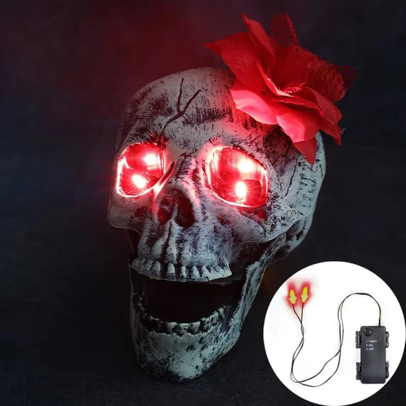 Halloween LED Glowing Skeleton Eyes with Timer, Light Up Props