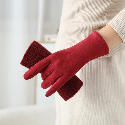 3 Ways to Wear Removable Suede Knit Gloves, Warm Touch Screen Fashion, Elegant Elasticity, Softly Thickened