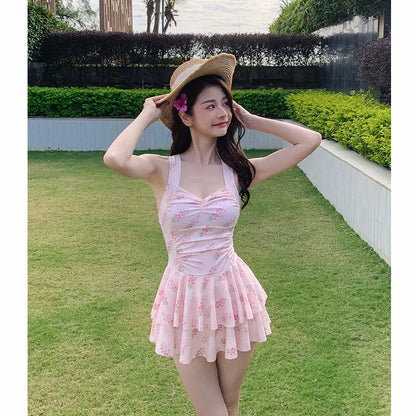 One-Piece Swimsuit Conservative Skirt Style Slimming Stomach Cover