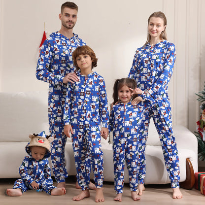 Family Rompers pajamas, hooded, zipper front, long sleeves and long pant legs, Comes in Red and Green