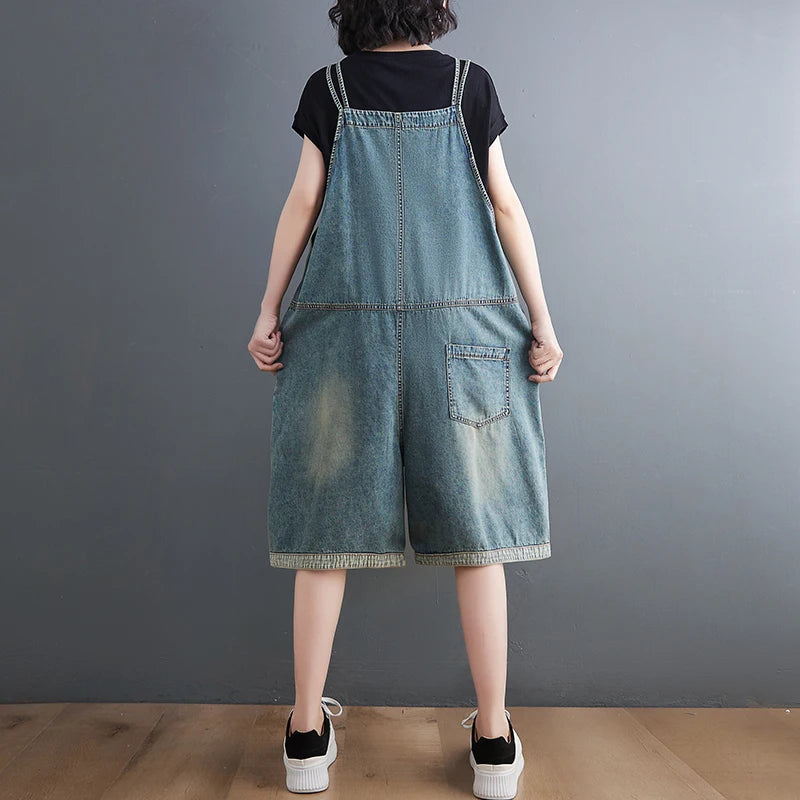 Sizes to 2XL Loose Overalls. Oversized Jumpsuits, Wide Leg Shorts, Cargo Baggy Pants, Straps Dungarees