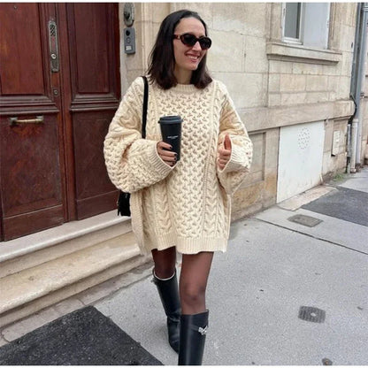 Long Sleeve Prairie Sweater Chic Solid Vintage Oversize Turtleneck Pullover