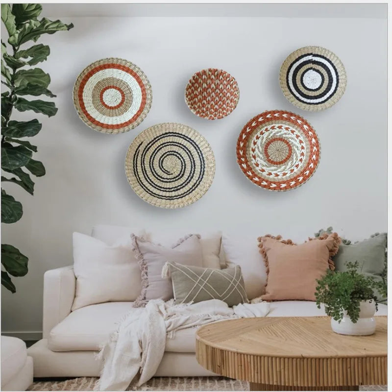 Boho Hand Woven Wall Basket Hanging, Decorative, Rustic, and unique in any room