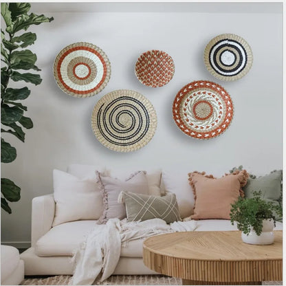 Boho Hand Woven Wall Basket Hanging, Decorative, Rustic, and unique in any room