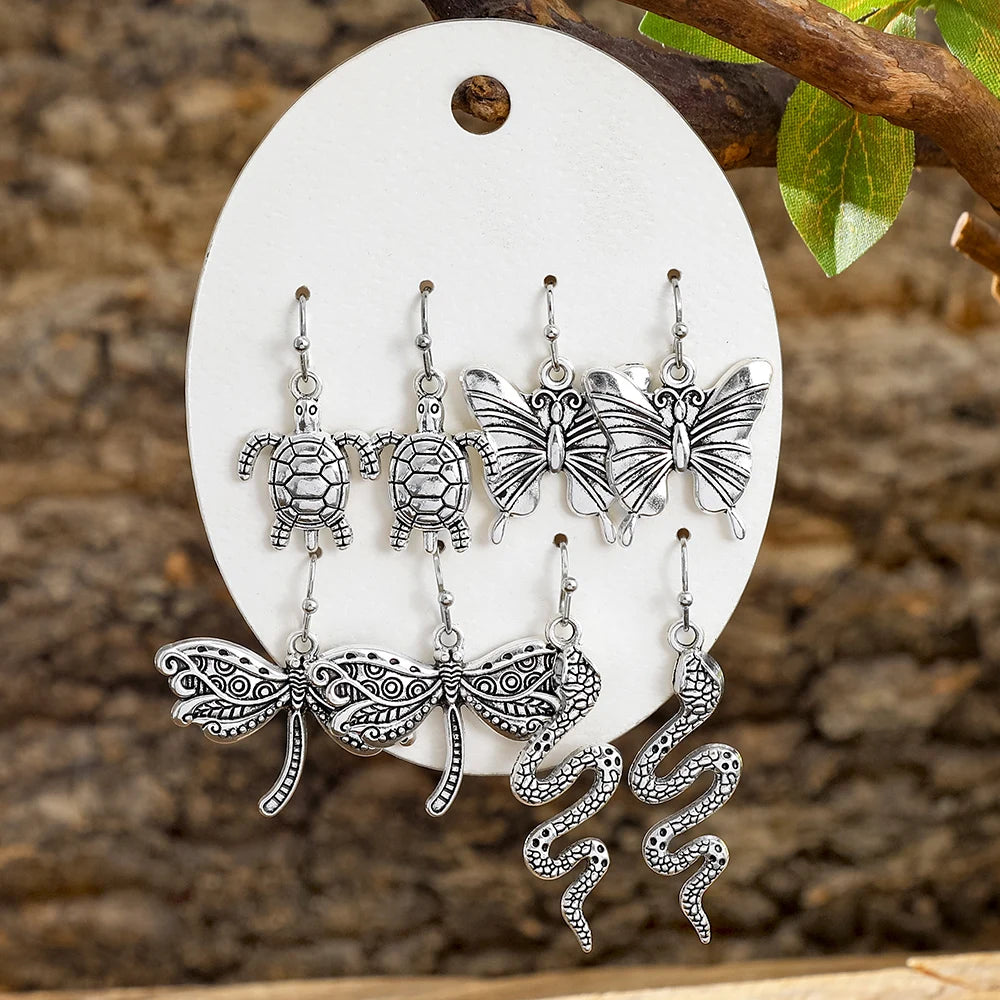 Vintage Ethnic Style Bohemian Antique Silver Geometric Earrings