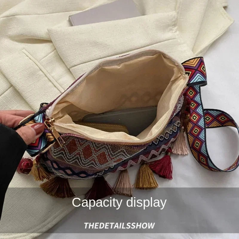 Vintage Ethnic Handwoven Crossbody Hippie Sling Shoulder Bag