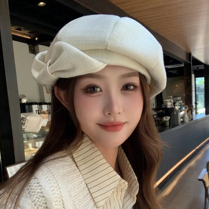 Retro Beret - Bow Detail Cloud-like Soft Fit for Large Head