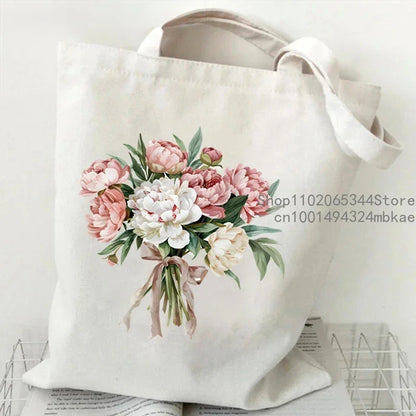 Aesthetics Peony Graphic Canvas Tote Bag . ALSO GREAT FOR GIFT BAG---WHY USE PAPER????