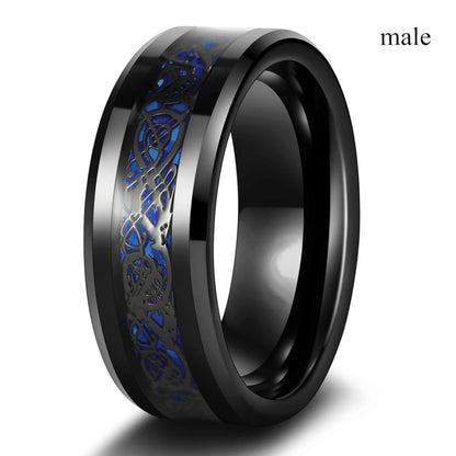 Gothic Red Rhinestone Ring Set Celtic Dragon
