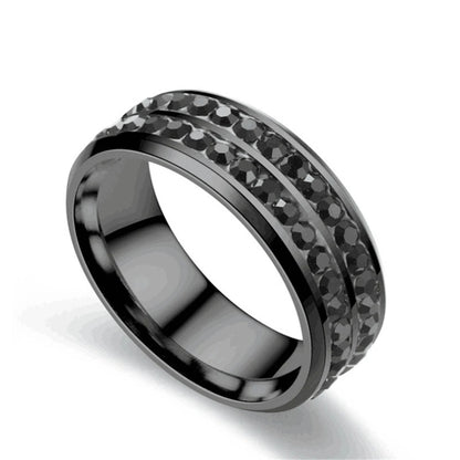 Black Stainless Steel Ring Sets, Women's Black Stone Engagement with a small heart band.  Men's is all Black Stainless Steel