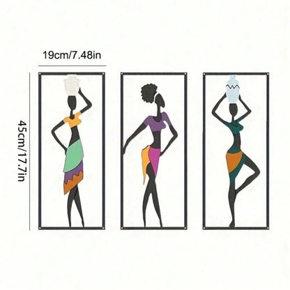Boho Chic Bohemian Wall Hanging - African Dancer Sculpture, Mid-Century Fiber Art