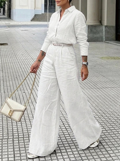 Boho Cotton/Linen High Waisted Wide Legged Pants with Pockets in Lavandar,  White, and Teal