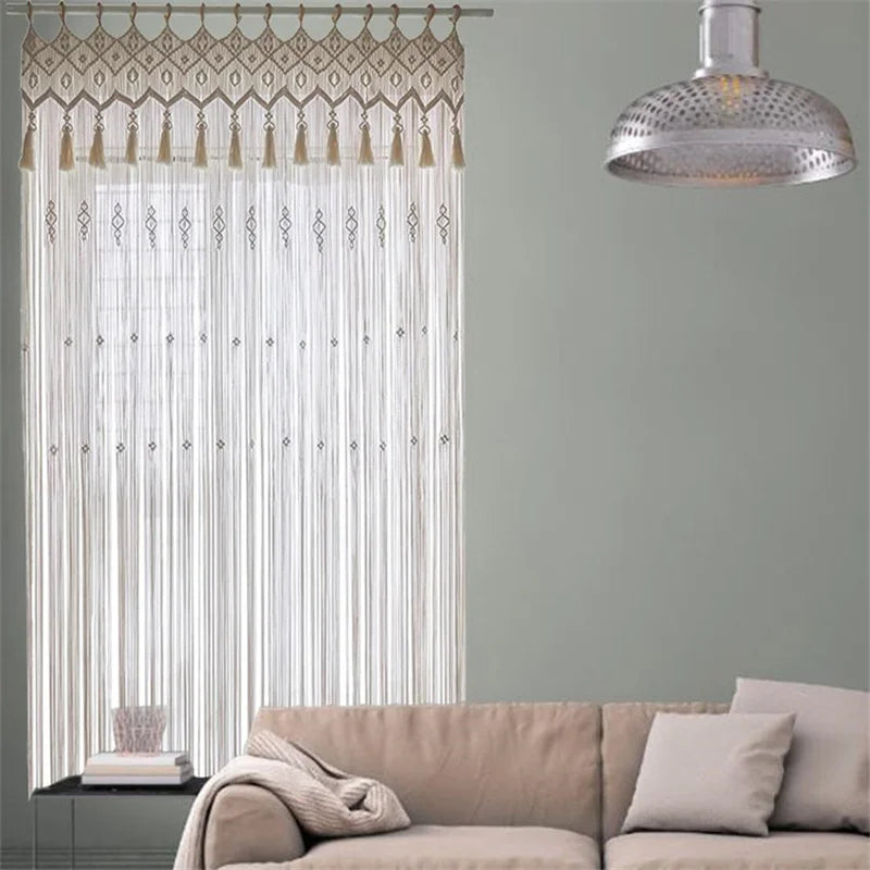 Hand-woven Macrame Cotton Tapestry Curtain, Wall Hanging Art Tapestry, Boho Decoration, Bohemian Wedding Backdrop Tapestry