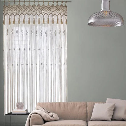 Hand-woven Macrame Cotton Tapestry Curtain, Wall Hanging Art Tapestry, Boho Decoration, Bohemian Wedding Backdrop Tapestry
