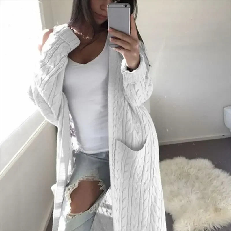 Grey, Pink, Yellow, and White Long Thick Cotton Cardigans