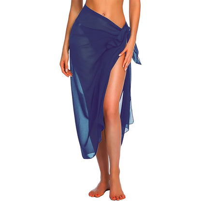Side Tie Sarong Coverups Sheer Skirt Scarf Cover-Up