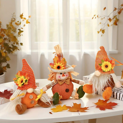 Rustic Autumn Harvest Scarecrow Decor, Plaid & Sunflower Accents for Thanksgiving, Halloween, Farmhouse Wall Decor, Party Props, approx 7 by 4 inches