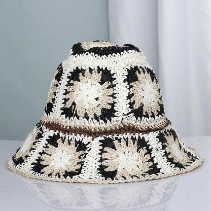 Bright Colored Floweed Crocheted Fisherman Hat