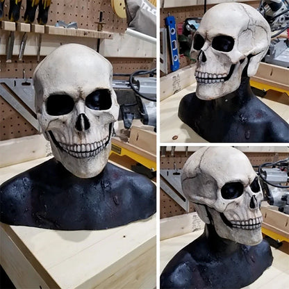 Creepy Halloween Full Head Latex Helmet with Moveable Jaw Skull Mask with Movable Jaw