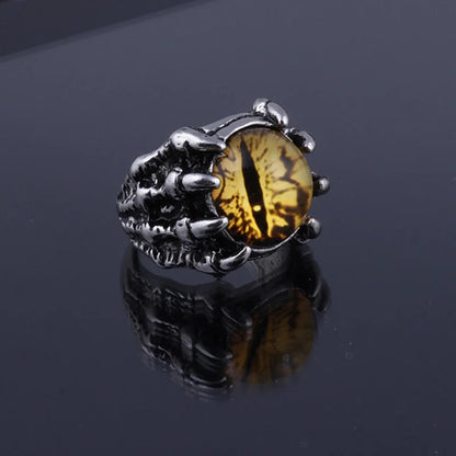 Retro Gothic Unisex Punk Rings, Evil Eye in Dragon Claw. 5 colors
