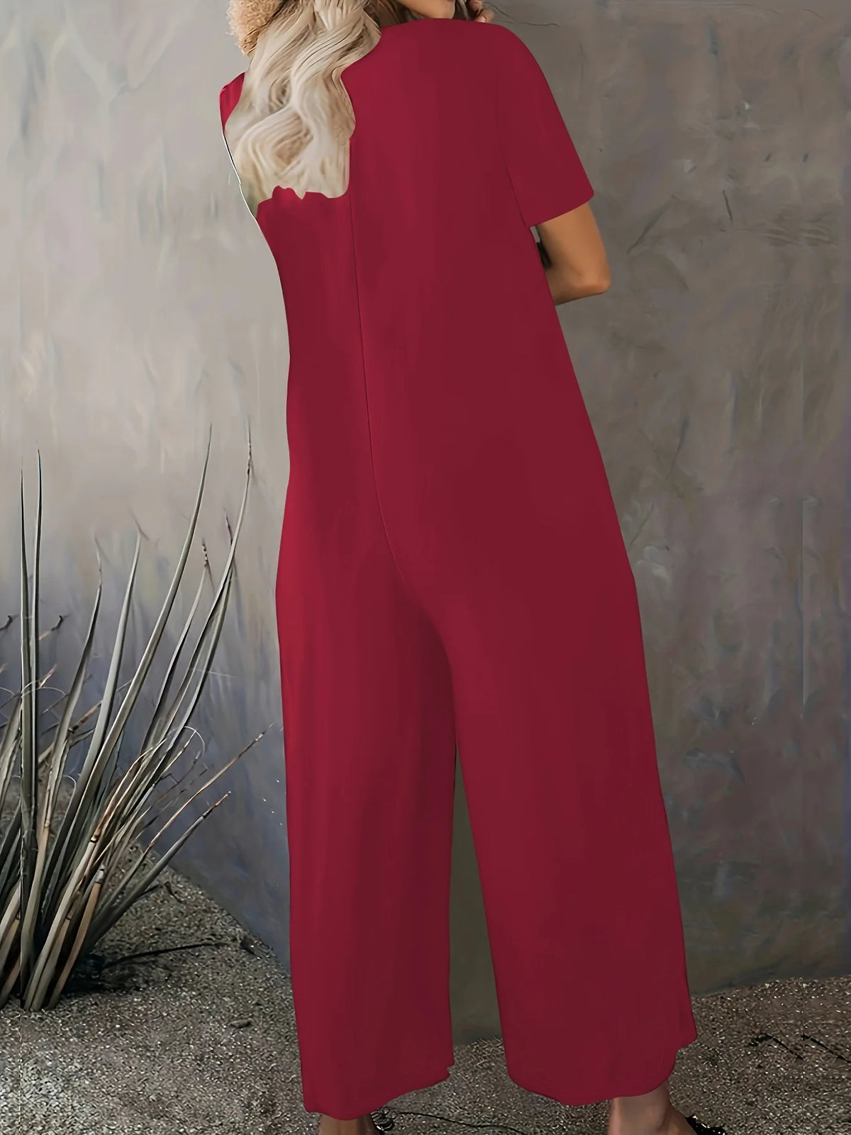 Sizes to 5XL  Jumpsuit, Short Sleeve, U neckline, with pockets. 5 colors