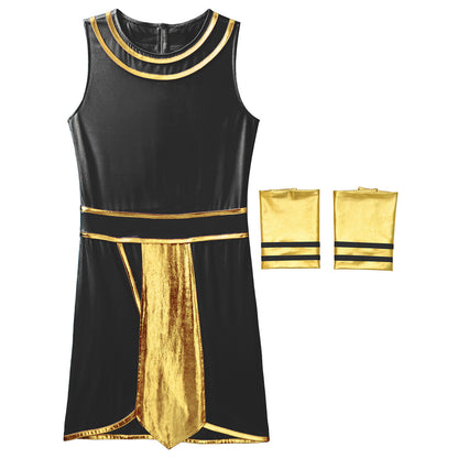 Ancient Egyptian Prince Halloween Costume. Robe with Cuffs