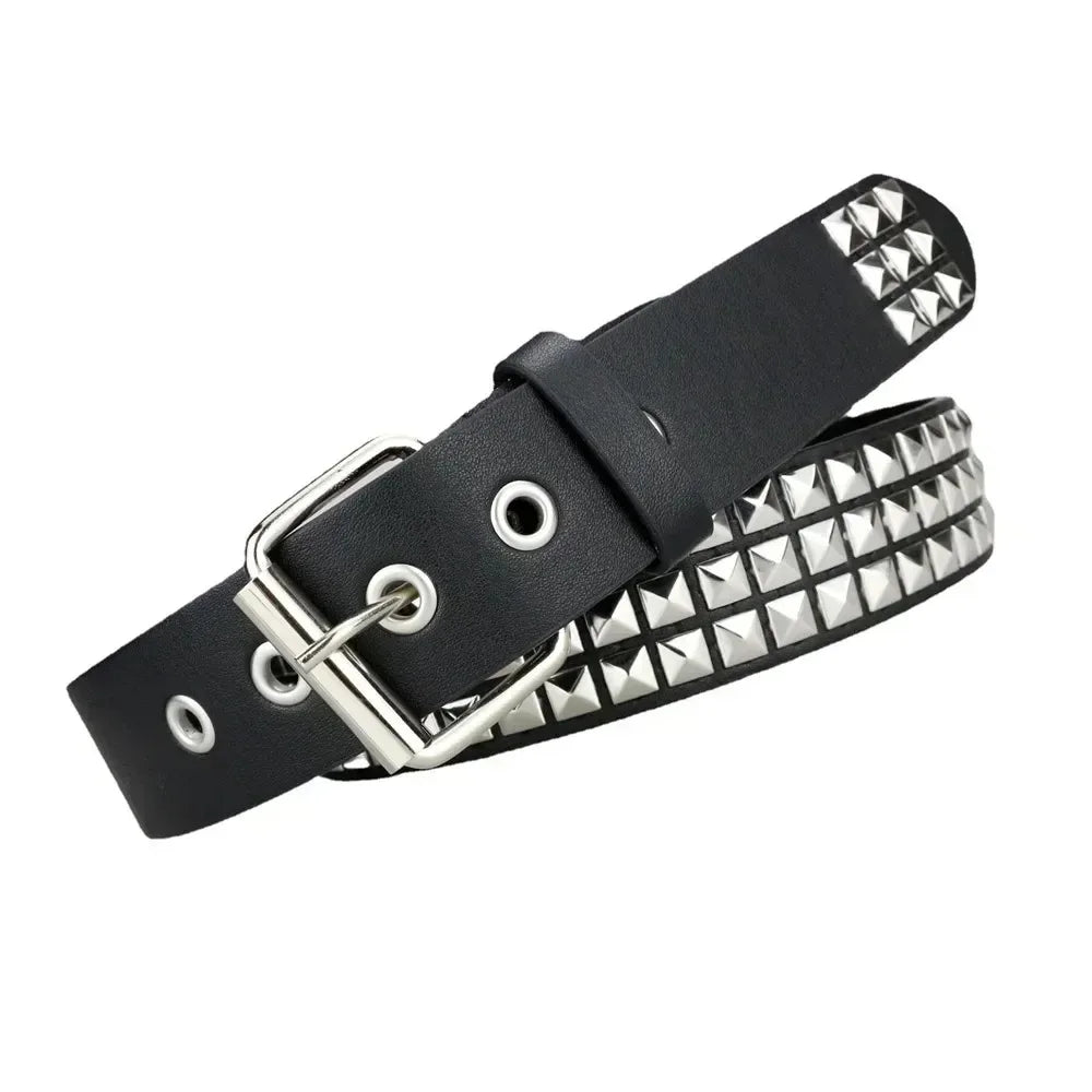 PU Leather Belt Riveted with Metal PyramidsPU.   Available to buy in quantities of 3, 5, or 10 belts for resale