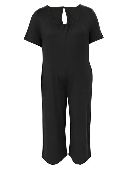 Sizes to 5XL  Jumpsuit, Short Sleeve, U neckline, with pockets. 5 colors