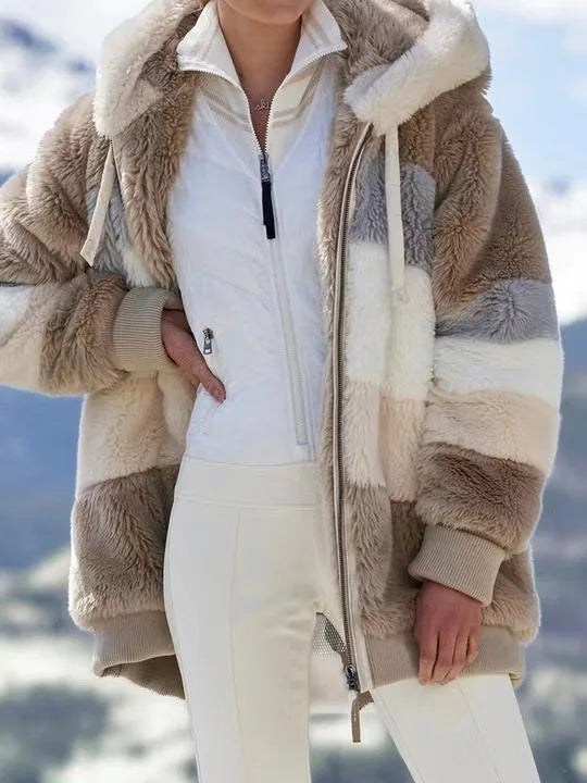 Oversized Warm Plush Jacket with Pockets, Hood, and Zipper Front, Loose, Cozy Fit. comes in 10 Colors