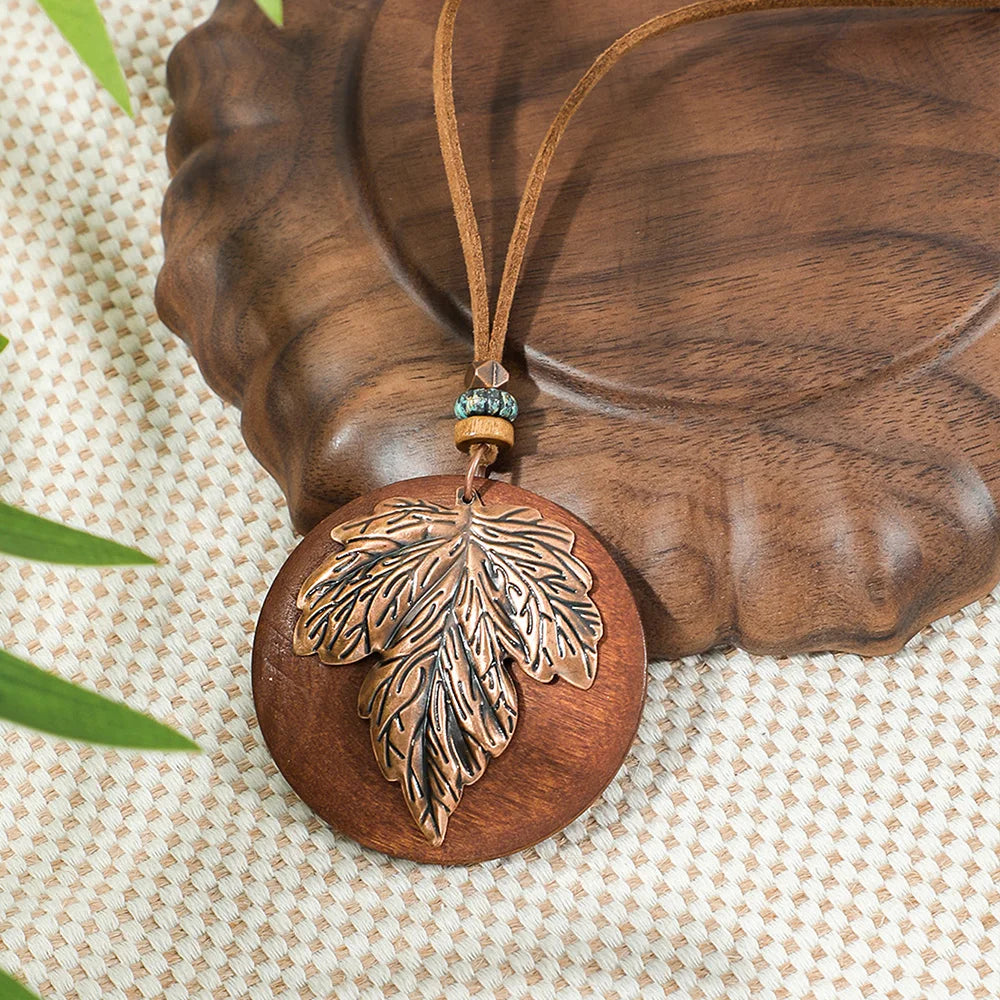 7 piece Boho Long Necklace Set, Brown Pendant Necklaces: Turquoise Shell Design Tribal Jewelry
