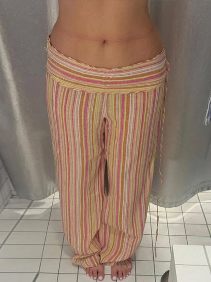 Boho Pallazzo Pants, Adjustable Waist, Wrap Pants, Loose, Floor Length
