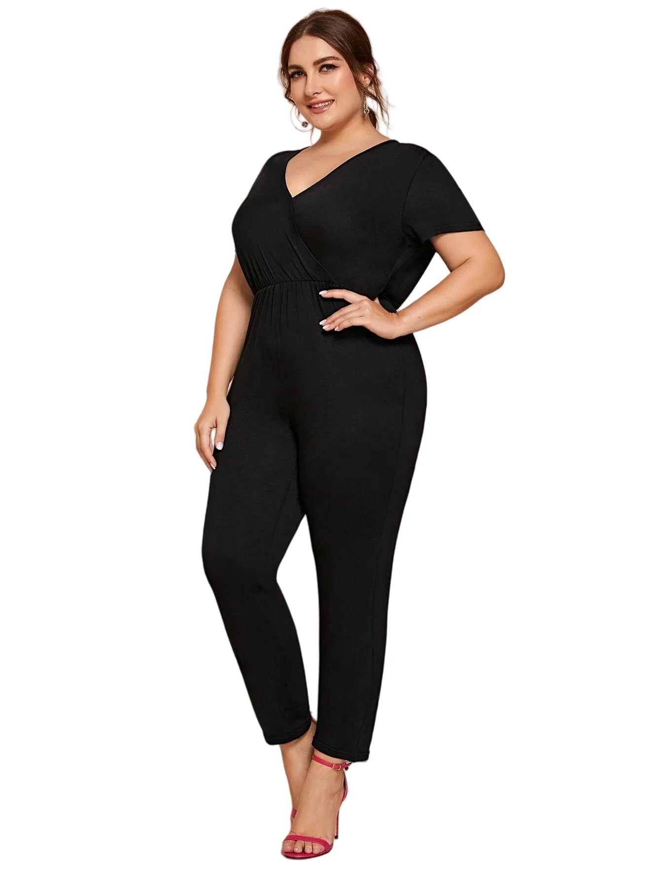Sizes to 8XL  V-neck Summer Spring Jumpsuits V-Neck High Elastic Waist