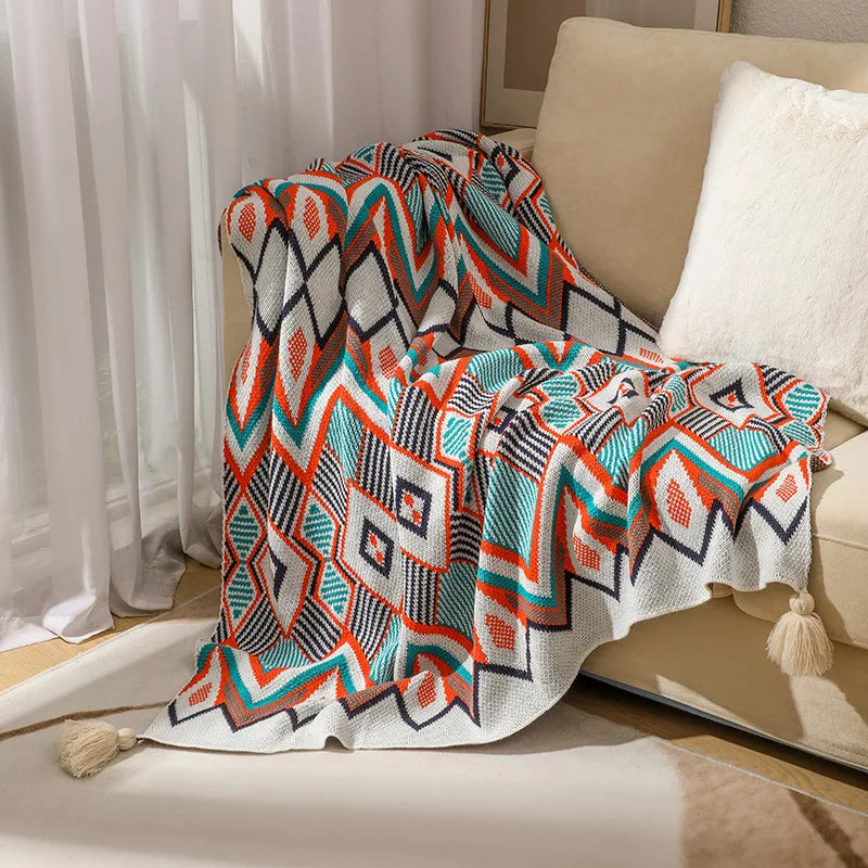 Boho Blankets with Aztec Baja Blanket Designs, Ethnic Sofa Cover