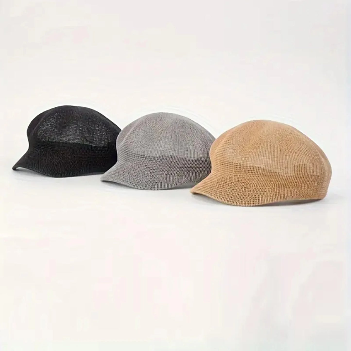 Retro Beret Caps for Women, Breathable Mesh Material, Solid Color Beret for Outdoors