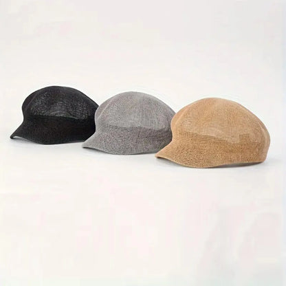 Retro Beret Caps for Women, Breathable Mesh Material, Solid Color Beret for Outdoors